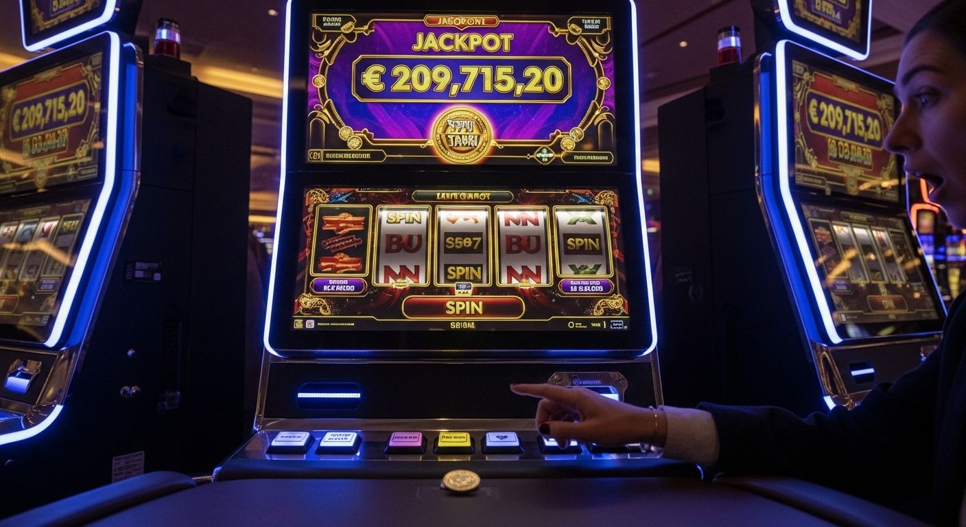 Machine à sous grand écran affichant le jackpot de 209 715,20 € au Casino Barrière